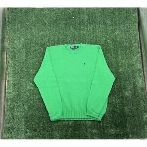 Polo Ralph Lauren Sweater Mens XL Polo Green Knit Cotton Purple Polo Vintage